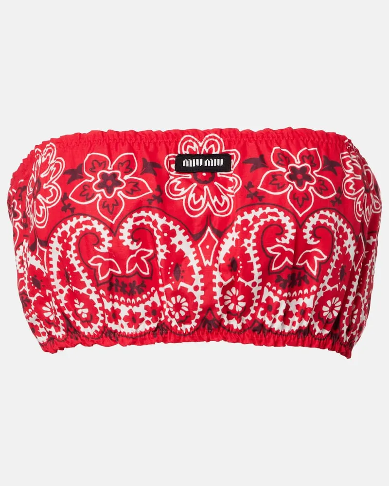 Miu Miu Bandeau-Top aus Popeline Rot
