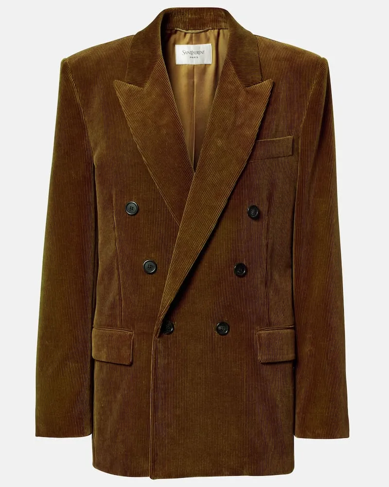 Saint Laurent Blazer aus Baumwoll-Cord Braun