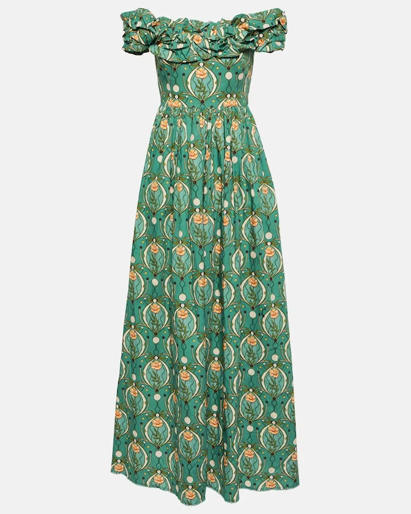 AGUA BENDITA Maxikleid Espliego Lunar aus Popeline Multicolor
