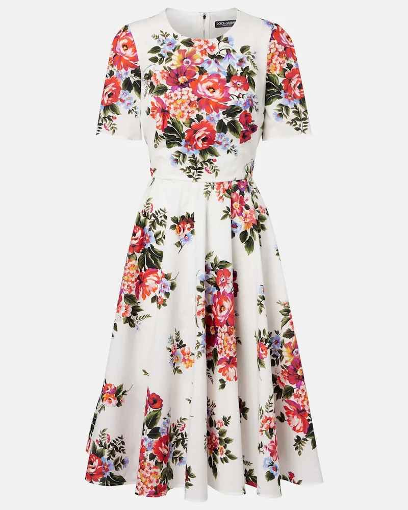 Dolce & Gabbana Midikleid aus Baumwolle Weiß
