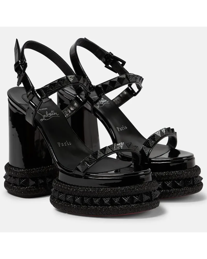 Christian Louboutin Plateausandalen Superaclou aus Lackleder Schwarz