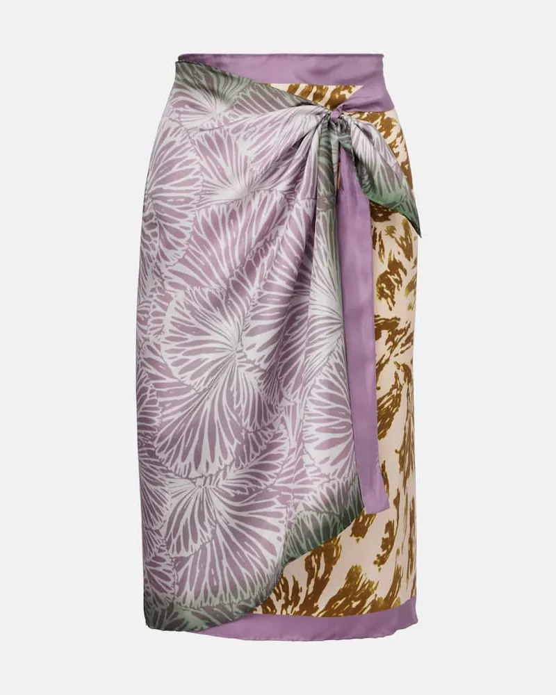Dries van Noten Bedruckter Wickelrock Scarfy aus Seide Multicolor