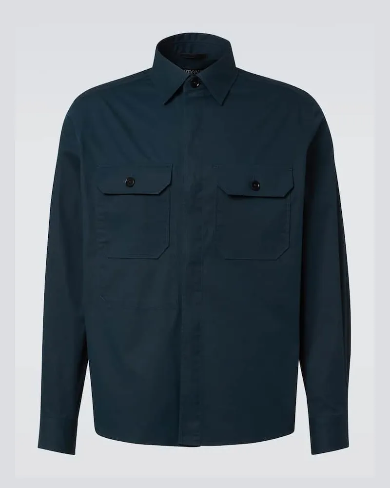 Ermenegildo Zegna Hemdjacke aus einem Baumwollgemisch Blau