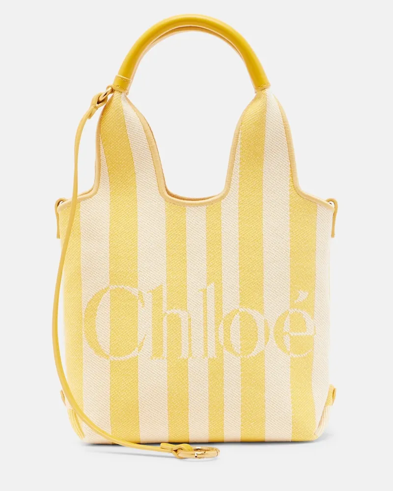 Chloé Chloé Tote Bag Chloé Stripy Small aus Jacquard Gelb