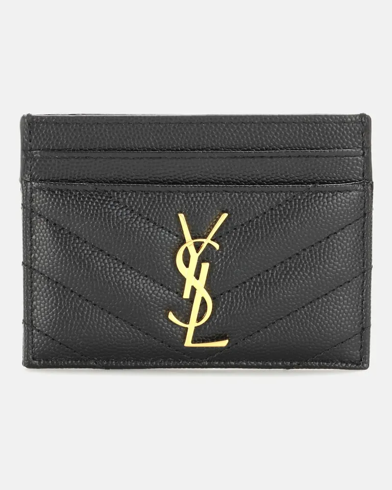 Saint Laurent Kartenetui Cassandre aus Leder Schwarz