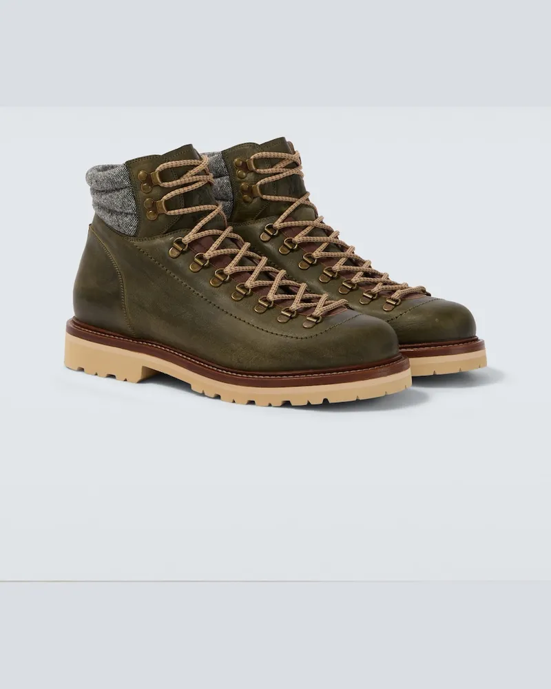 Brunello Cucinelli Schnürstiefel aus Leder Grün