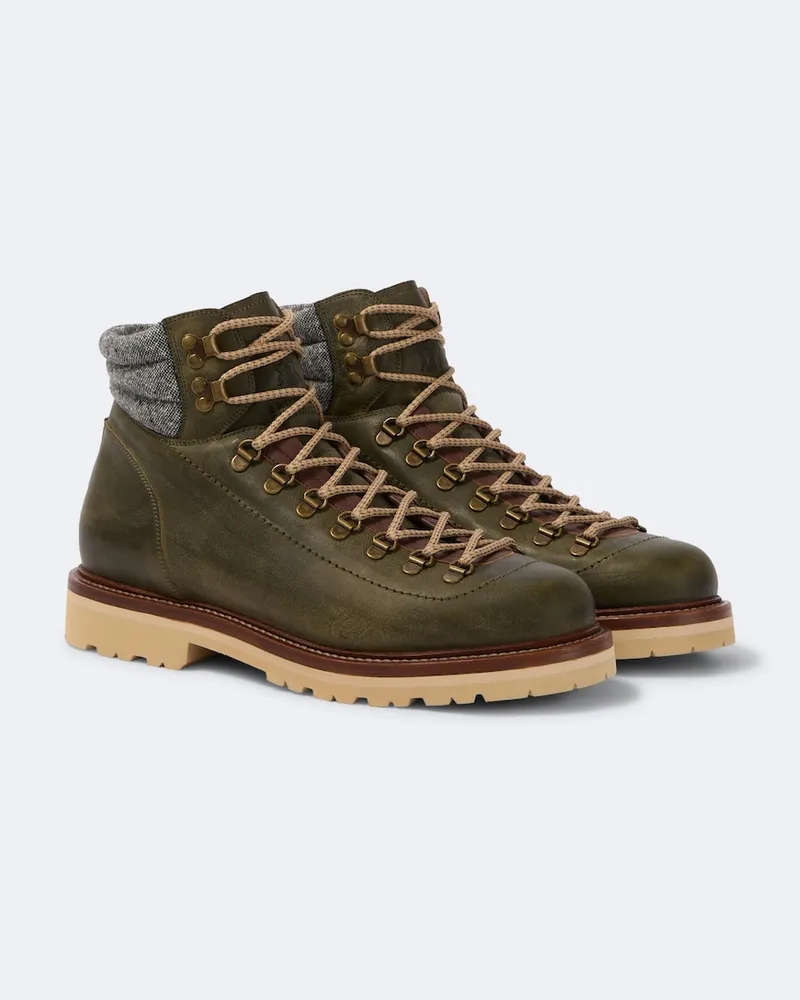 Brunello Cucinelli Schnürstiefel aus Leder Grün