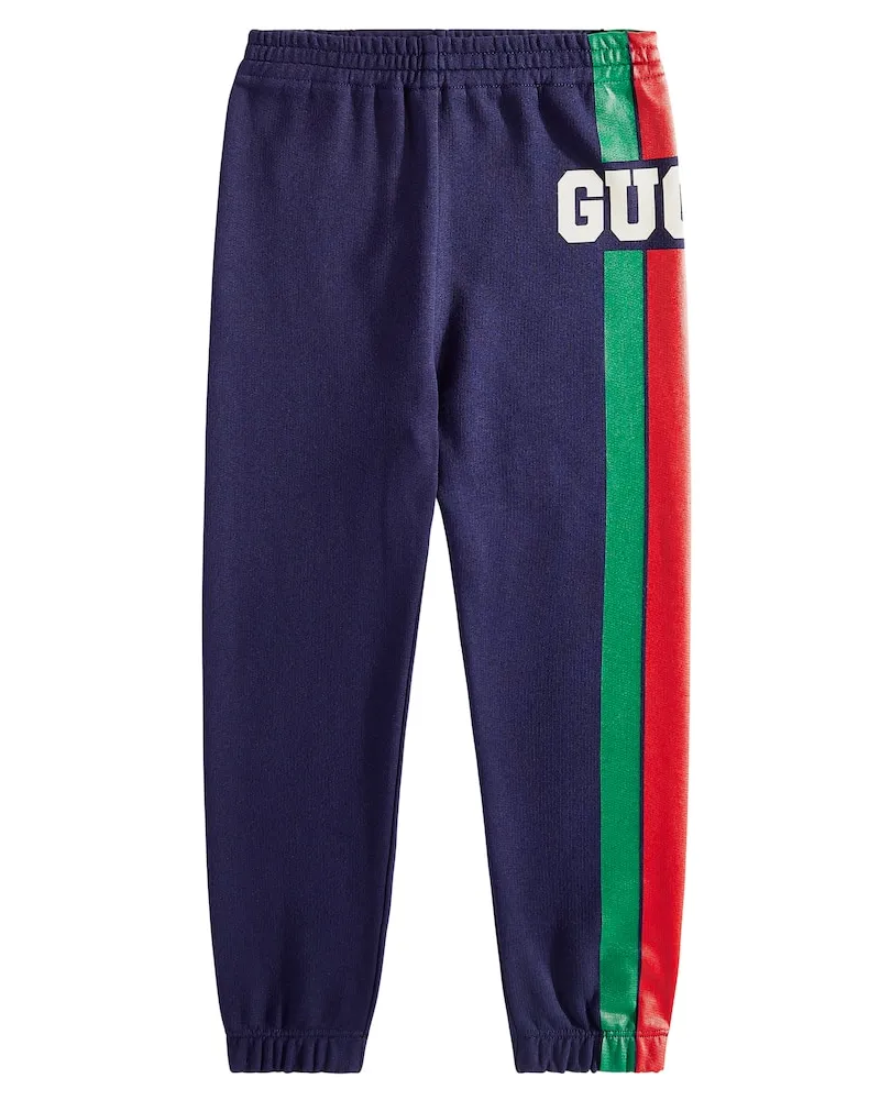 Gucci Jogginghose Gucci Web aus Baumwoll-Jersey Blau