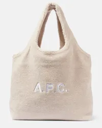 A.P.C. Tote Ninon aus Faux Shearling Beige