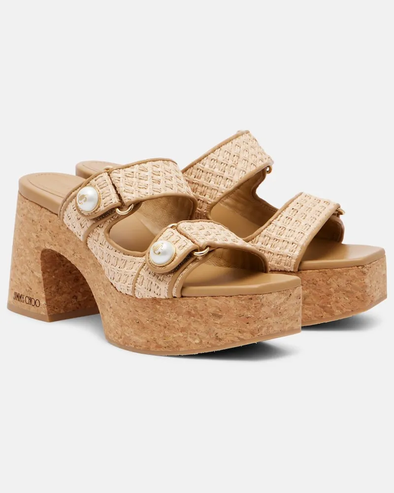 Jimmy Choo Sandalen Fayence 95 aus Leder Beige