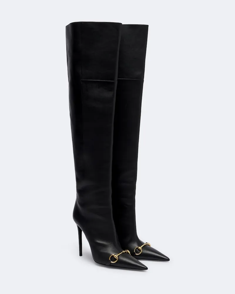Gucci Overknee-Stiefel Donna Horsebit Schwarz