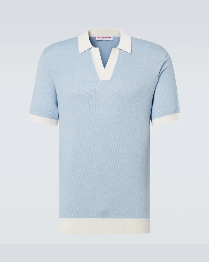 Orlebar Brown Polohemd Horton aus Wolle und Baumwolle Blau