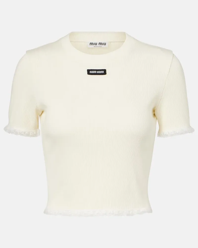 Miu Miu T-Shirt aus Baumwolle Weiß