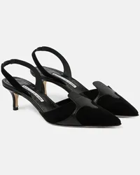 Manolo Blahnik Slingback-Pumps Poligleto 50 aus Veloursleder Schwarz