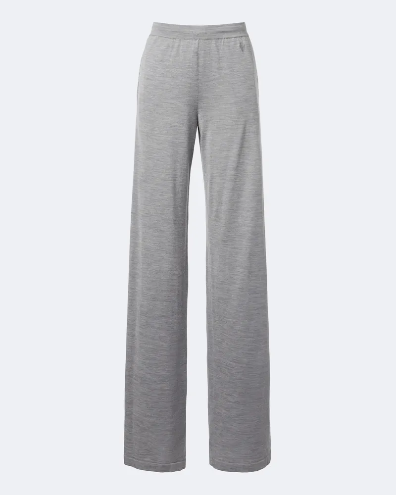 Gucci Weite Hose aus einem Woll- und Seidengemisch Grau