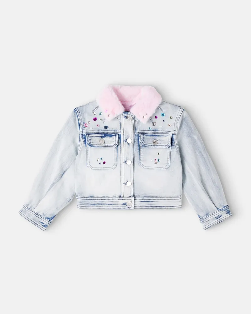 Monnalisa X Disney® Jeansjacke mit Kristallen Blau