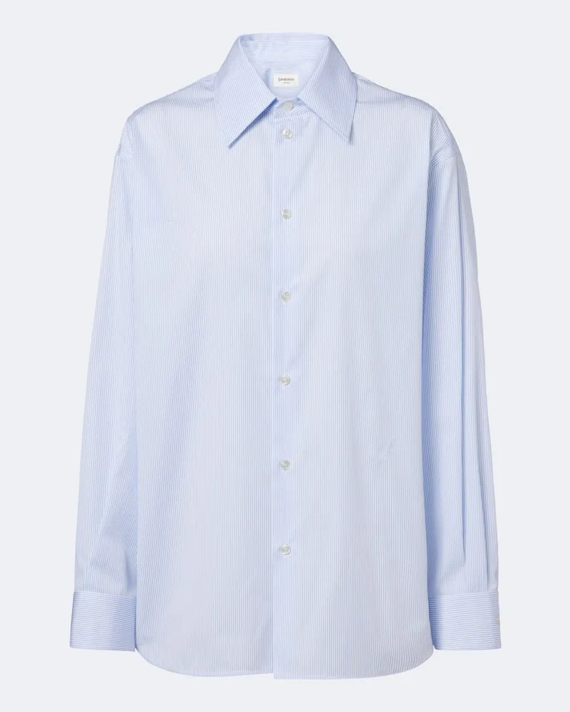 Saint Laurent Hemd Cassandre aus Baumwolle Blau