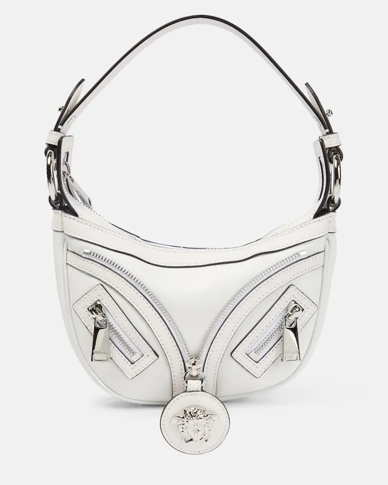 Versace Schultertasche Repeat Mini aus Leder Weiß