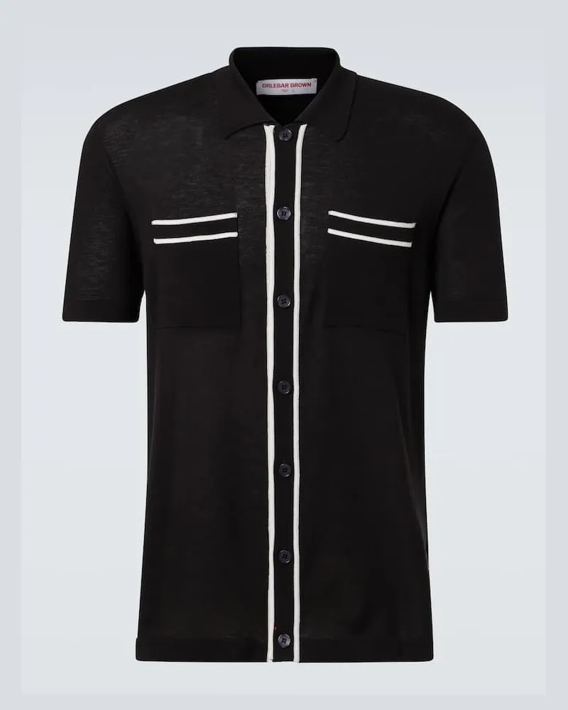 Orlebar Brown Polohemd aus Baumwolle und Seide Schwarz