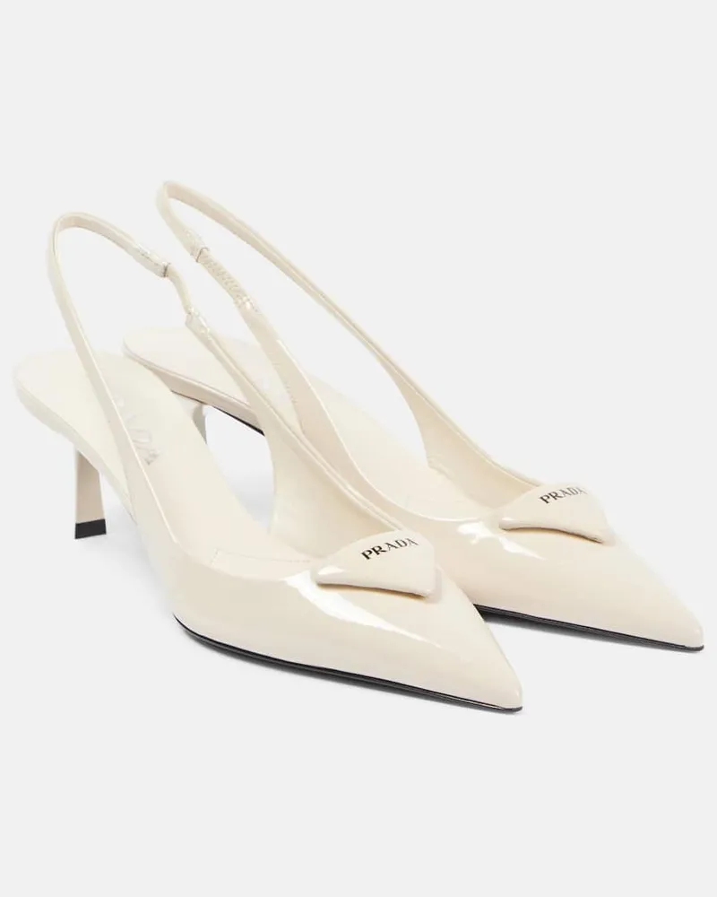 Prada Slingback-Pumps 55 aus Lackleder Weiß