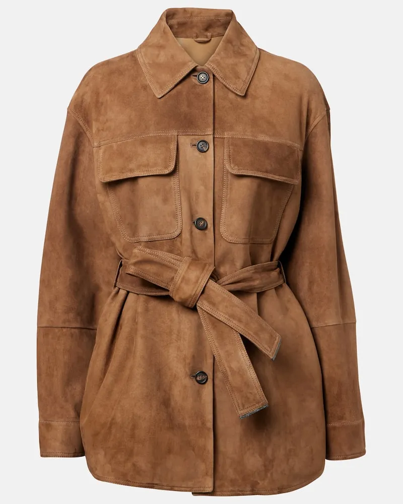 Brunello Cucinelli Feldjacke aus Veloursleder Braun