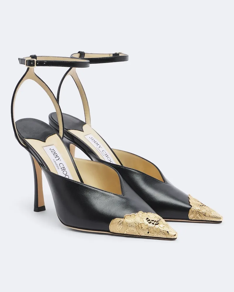 Jimmy Choo Verzierte Slingback-Pumps Faiz aus Leder Schwarz