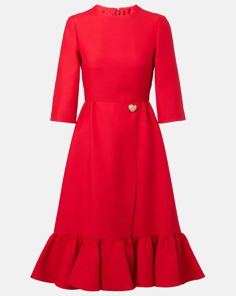 Valentino Garavani Verziertes Midikleid aus Crepe Couture Rot