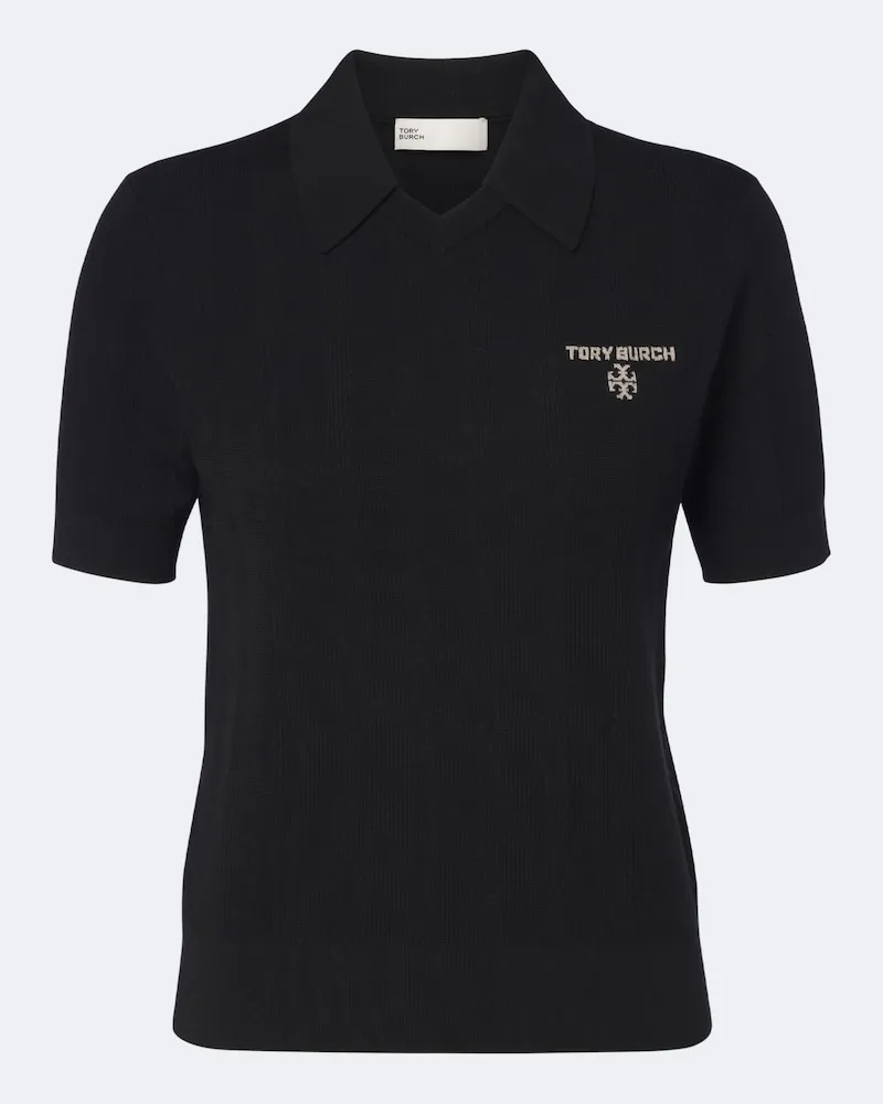 Tory Burch Poloshirt aus Wolle Schwarz