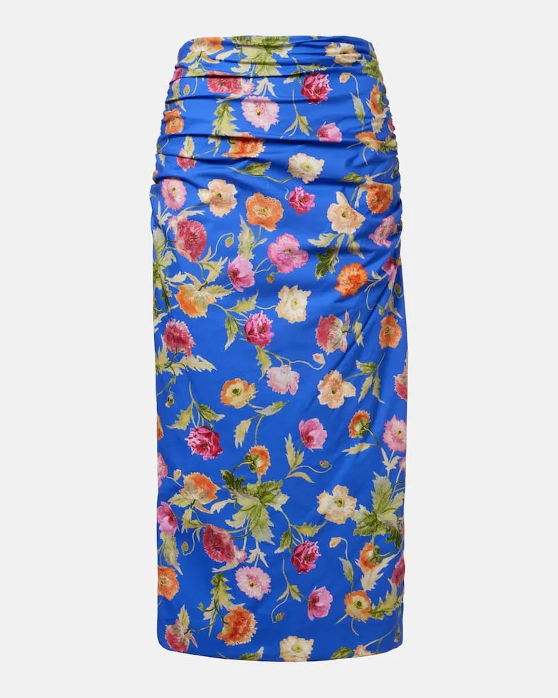 Carolina Herrera New York Midirock aus einem Baumwollgemisch Blau