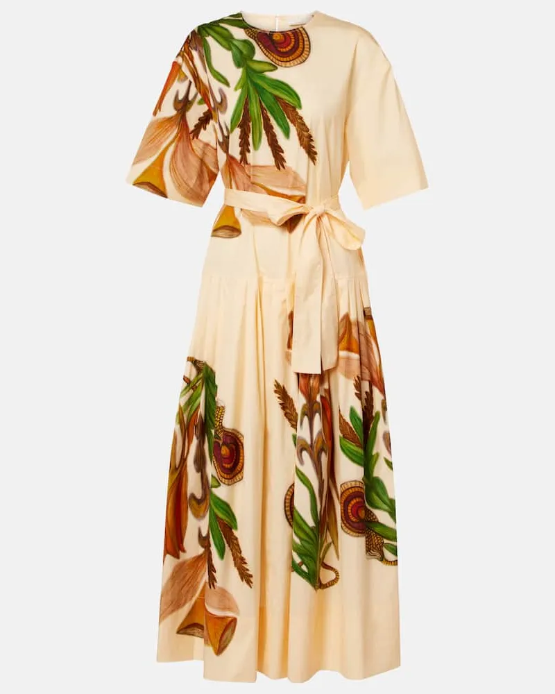 Ulla Johnson Bedrucktes Midikleid Aniline aus Baumwolle Orange