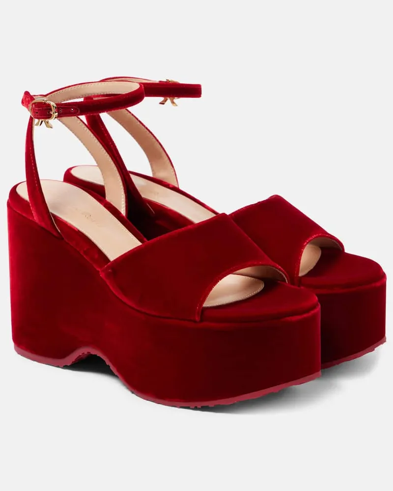 Gianvito Rossi Wedge-Sandalen aus Samt Rot