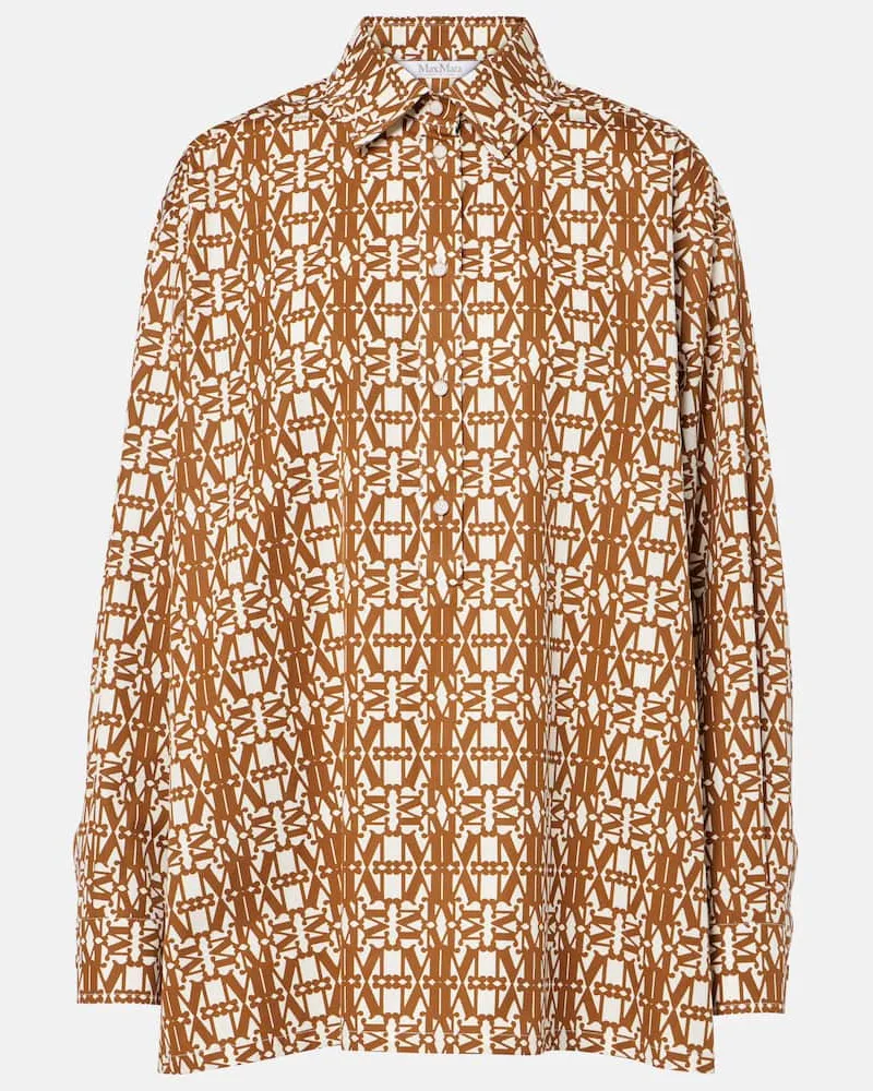 Max Mara Bedrucktes Hemd Gallura aus Baumwolle Orange