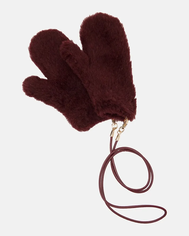 Max Mara Fäustlinge aus Alpakawolle, Wolle und Seide Burgunderrot