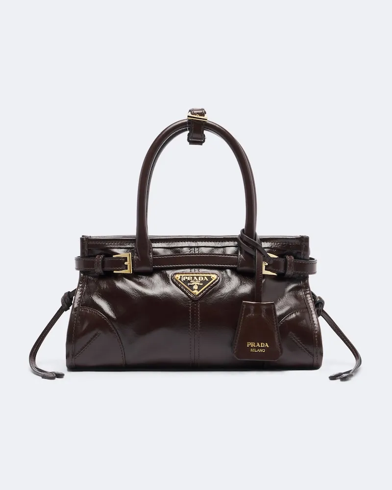 Prada Henkeltasche Bonnie Mini aus Leder Braun