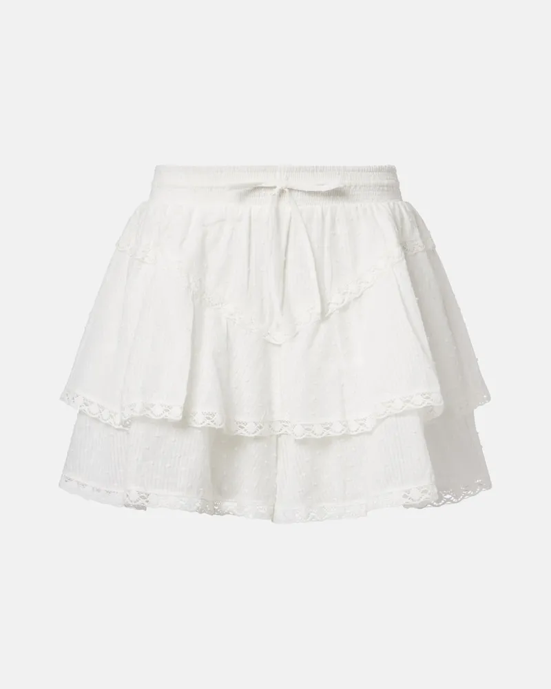 Poupette St Barth Bestickte Shorts Thia aus Baumwolle Weiß