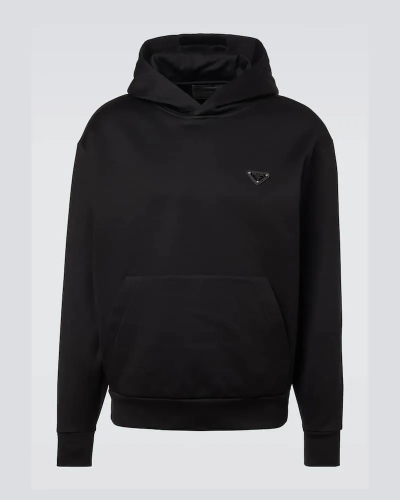 Prada Hoodie aus Jersey Schwarz