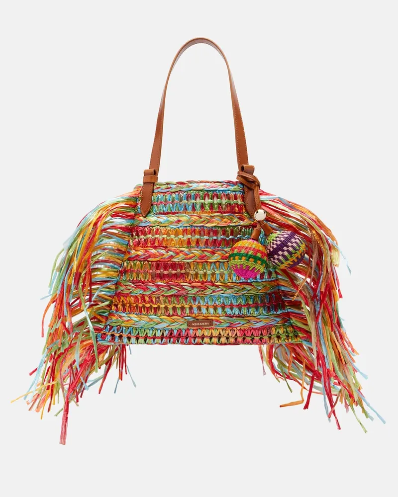 Aquazzura Tote Trancoso aus Raffiabast Multicolor