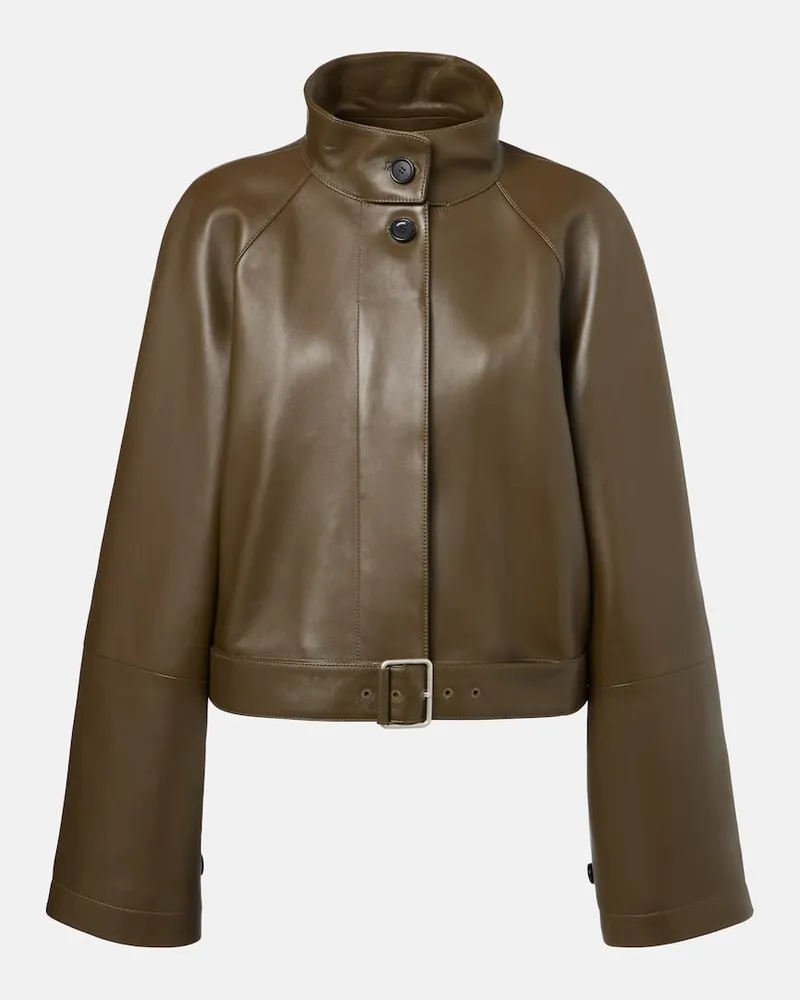 Loewe Jacke Anagram aus Leder Grün
