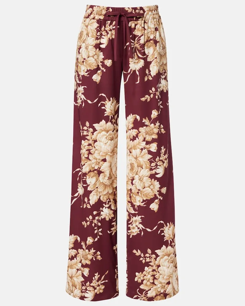 Dolce & Gabbana Weite Hose aus einem Seidengemisch Burgunderrot