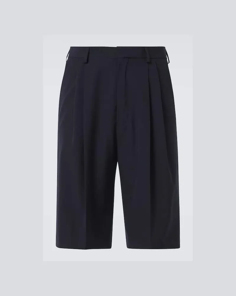 Dries van Noten High-Rise Shorts aus Wolle Blau