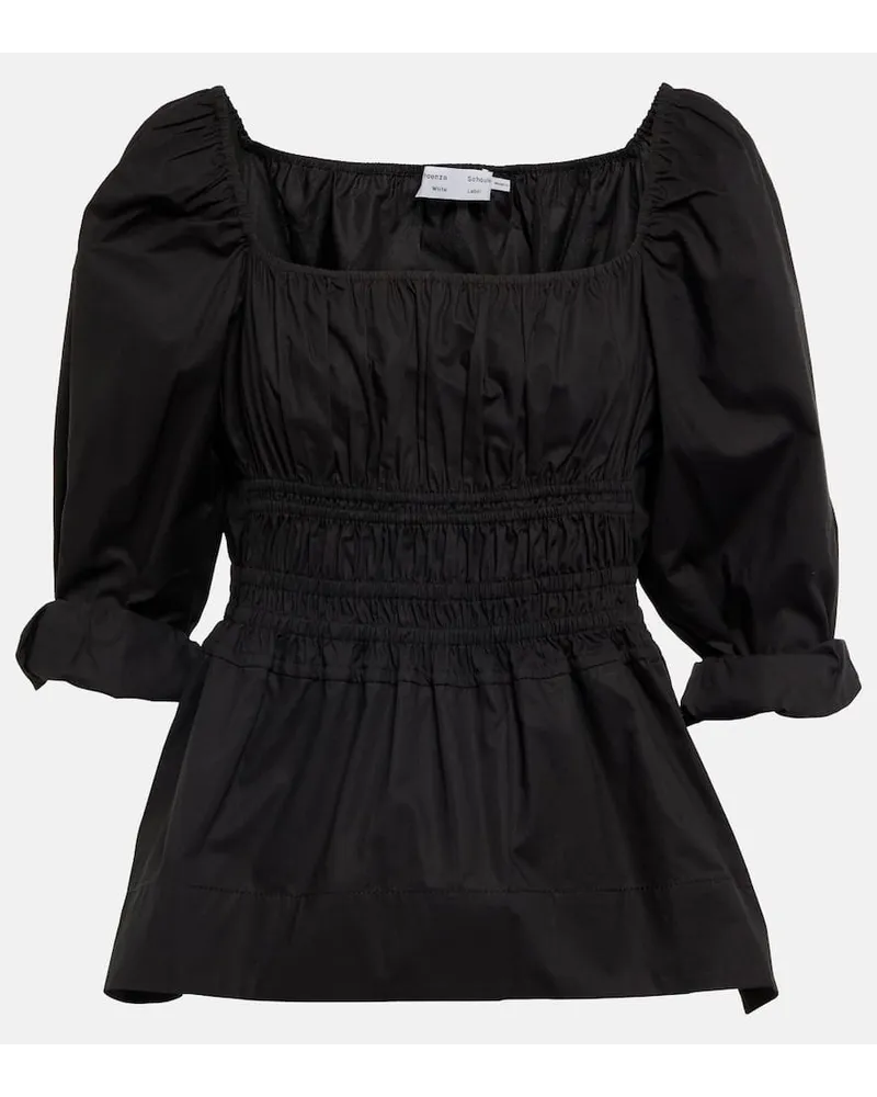 Proenza Schouler White Label Bluse aus Baumwollpopeline Schwarz