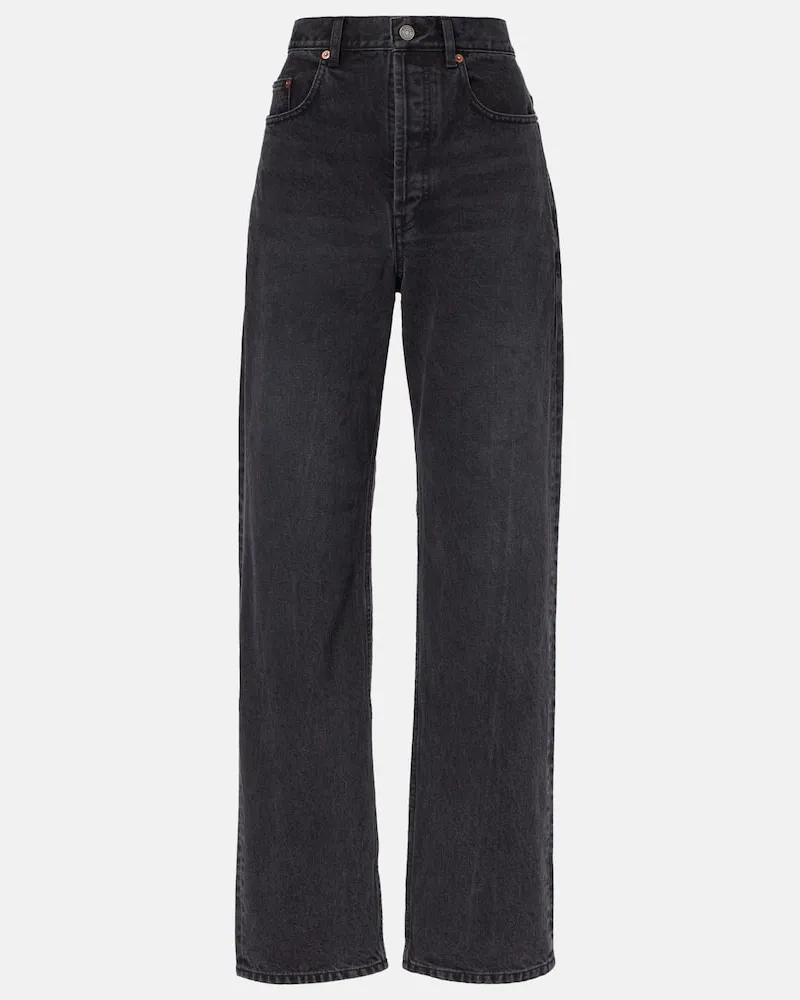 Saint Laurent High-Rise Wide-Leg Jeans Schwarz