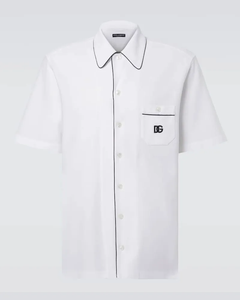 Dolce & Gabbana Hemd DG aus Piqué Weiß