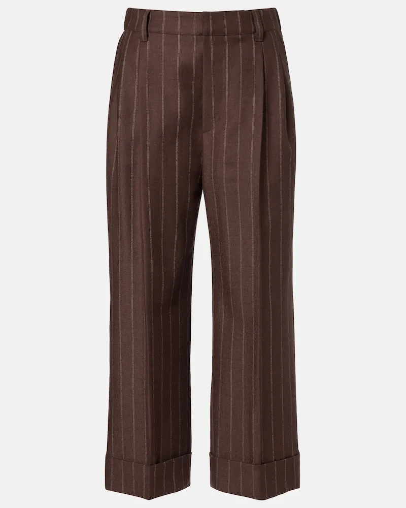 Brunello Cucinelli Cropped-Schlaghose aus Schurwolle Braun