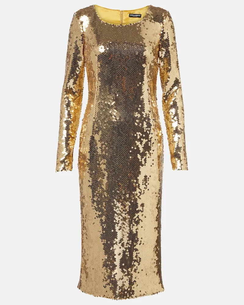 Dolce & Gabbana Midikleid mit Pailletten Gold
