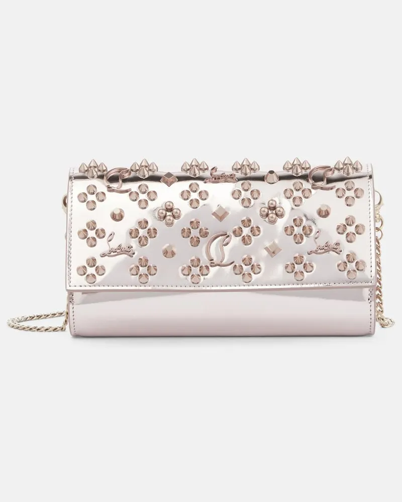 Christian Louboutin Verzierte Clutch Paloma aus Metallic-Leder Pink