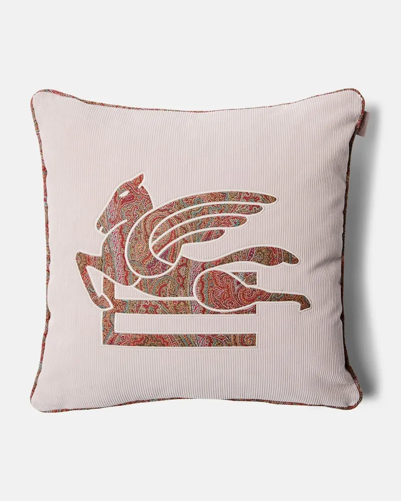 Etro Kissen Pegaso aus Baumwolle Weiß
