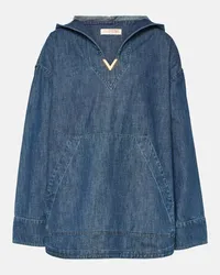 Valentino Garavani Hoodie VGold aus Baumwoll-Chambray Blau