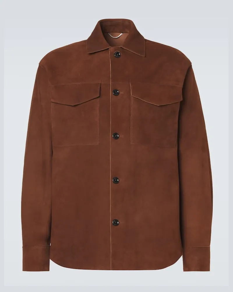 LARDINI Hemdjacke aus Veloursleder Braun
