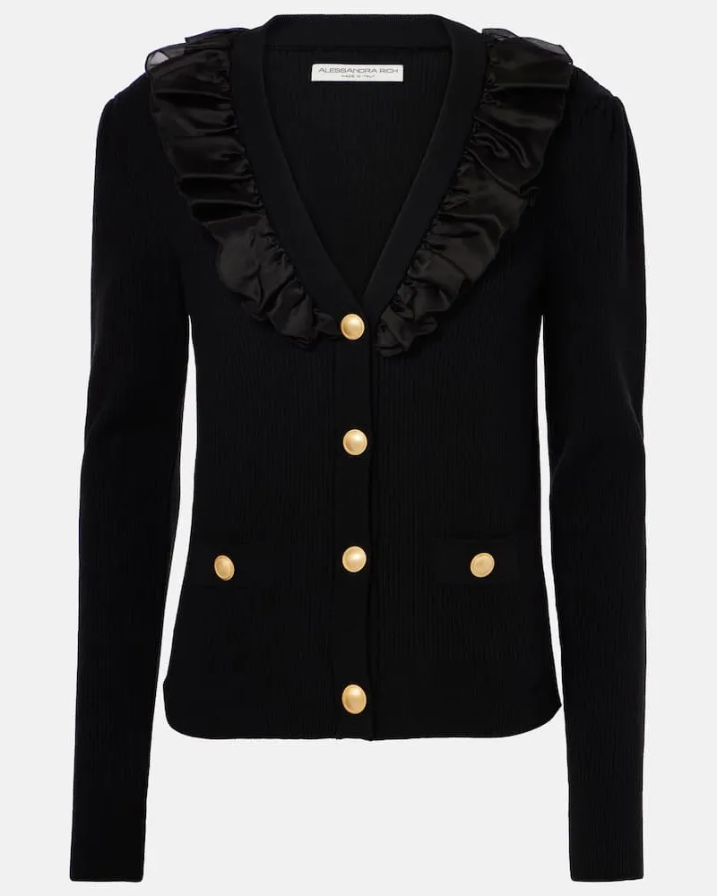 Alessandra Rich Cardigan aus Wolle und Kaschmir Schwarz